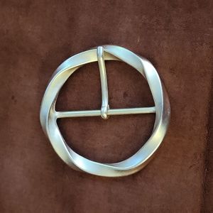 Large Fashion Belt Buckle by ARS FLORENCE 4 inches across Gold Twisted Metal